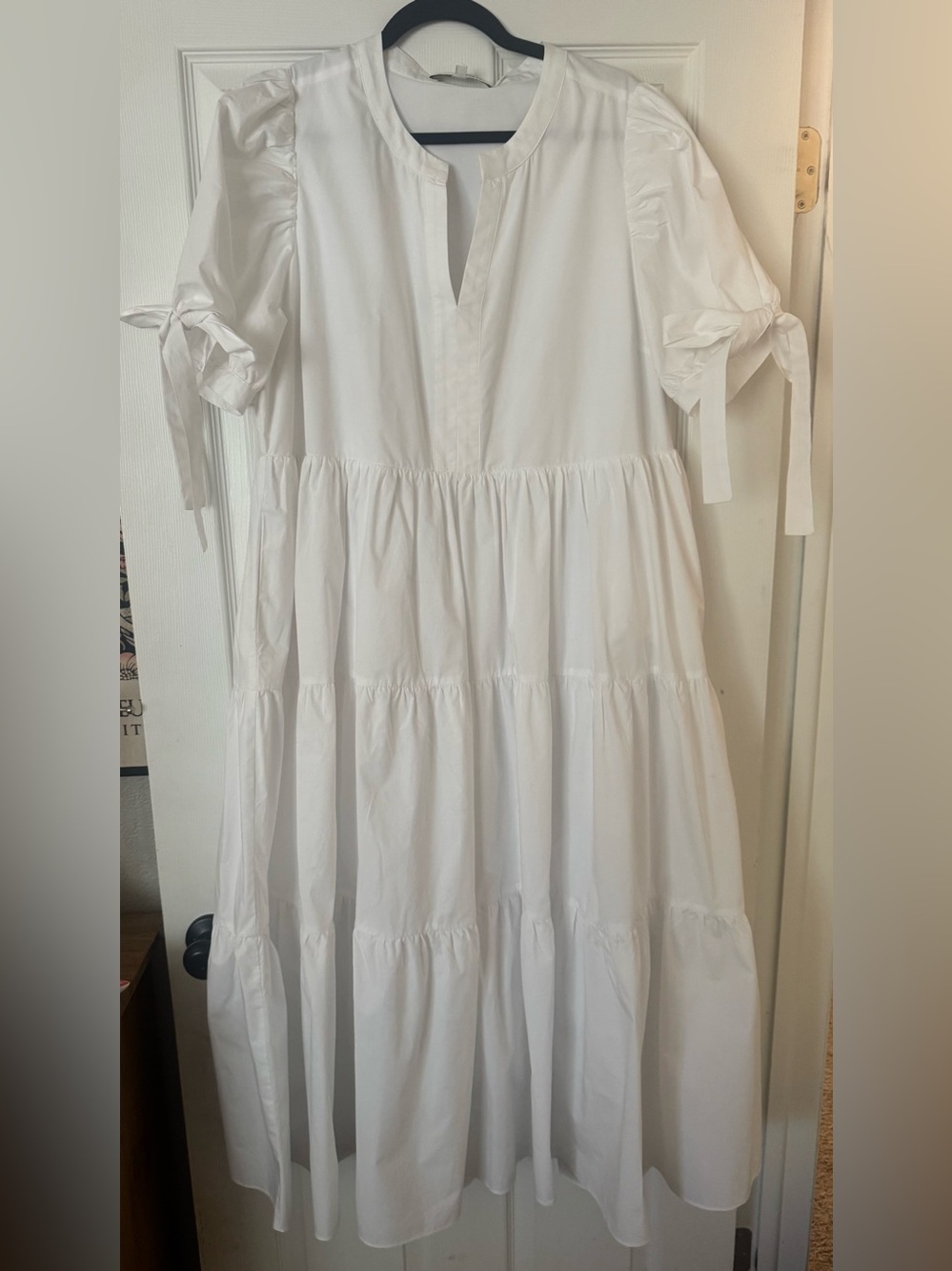 English Factory White Tiered Dress with Sleeve Ties